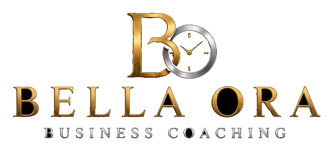 Bella Ora Business Coaching logo — the gold B and silver watch emblem above the Bella Ora wordmark and Business Coaching
